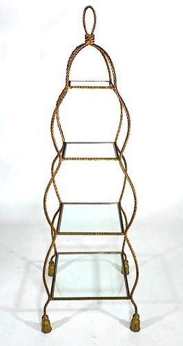 Brass and Glass Tiered Etagere, Modern