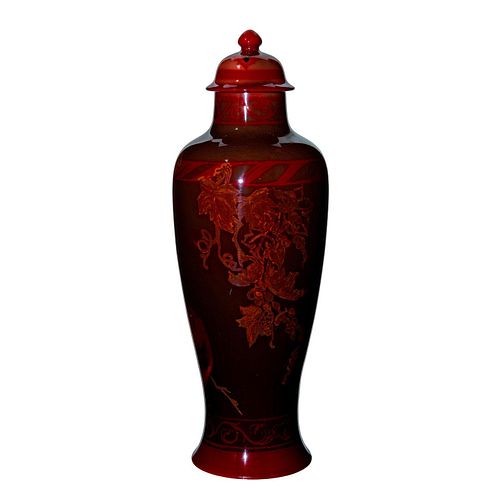 Bernard Moore Flambe Pottery Lidded Vase