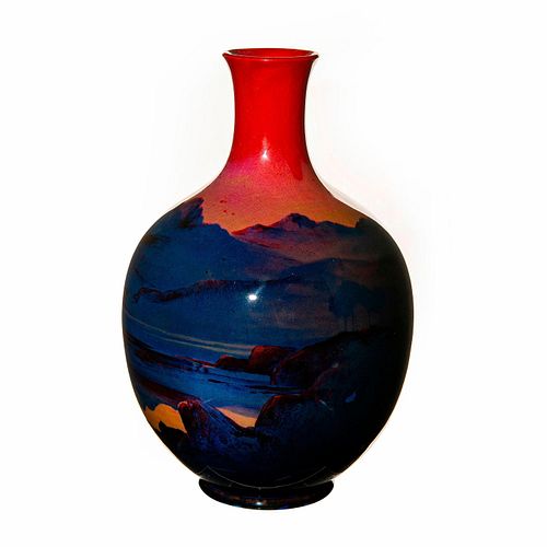 Large Royal Doulton Sung Flambe Vase, Seascape