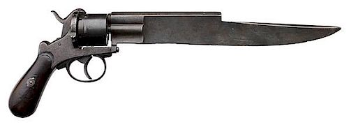 Large Combination Knife/Pinfire Double-Action Revolver Marked Dumomthier, B.S.C.D.  