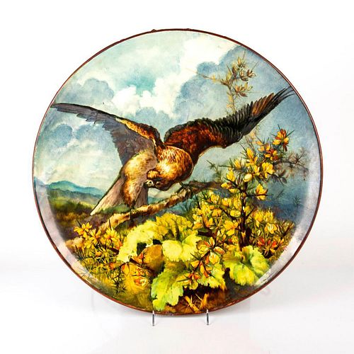 Large Doulton Lambeth Faience Wall Charger, Golden Eagle
