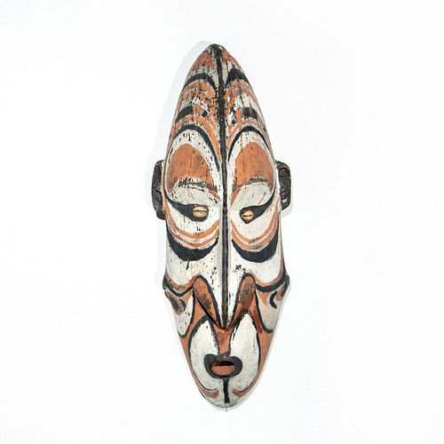 Large African Hand Carved and Painted Wood Face Mask Decor
