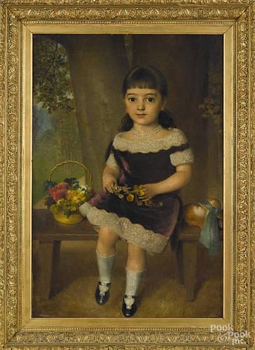 Oil on canvas portrait of a young girl, ca. 1850