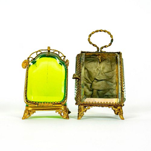 2 Vintage French Glass Watch Holders