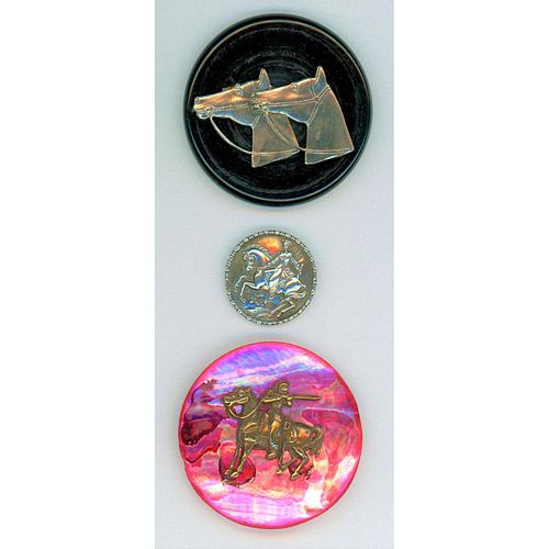 A SMALL CARD OF ASSORTED MATERIAL HORSE BUTTONS
