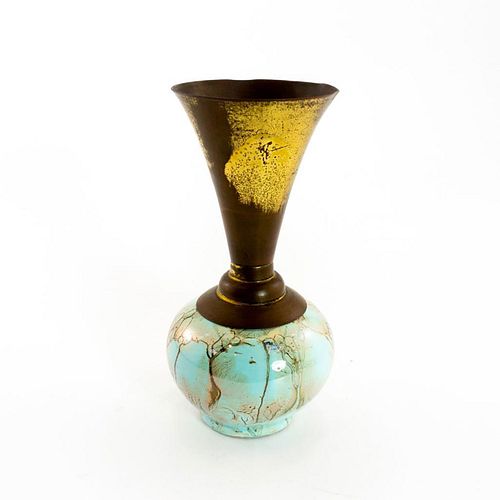 Unusual Delft Porcelain Small Bud Vase Lustre Glaze