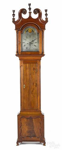 Pennsylvania Chippendale walnut tall case clock,