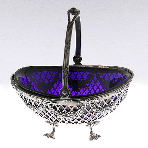 Tiffany Silver and Cobalt Basket