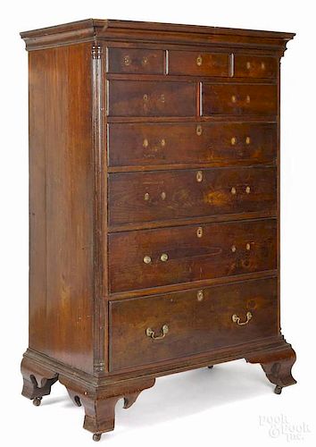 Pennsylvania Chippendale walnut tall chest of dr