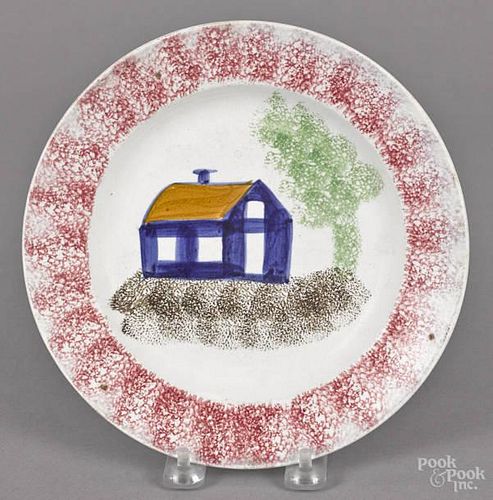 Red spatter plate, mid 19th c., with a vibrant