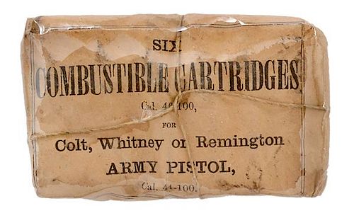 Paper Packet of .44 Caliber Combustible Pistol Cartridges 