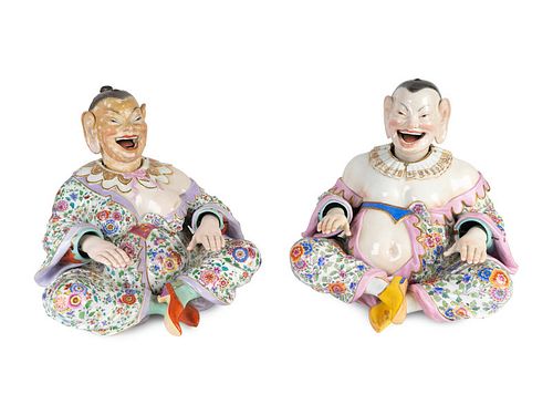 A Pair of Large Meissen Porcelain Nodding Pagoda Figures
Height 13 x width 13 1/2 x depth 13 inches.