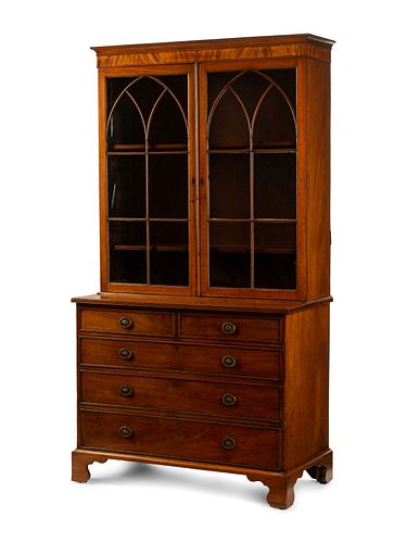 A Regency Style Mahogany Secretary Bookcase
Height 81 x width 43 x depth 22 inches.