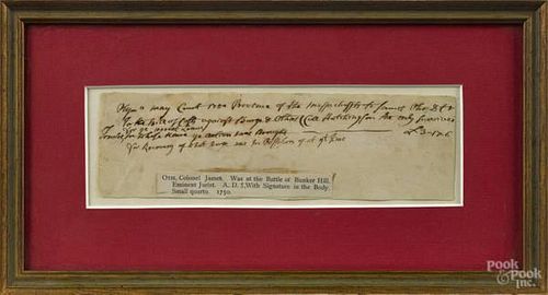 Colonel James Otis signed letter, dated 1750,