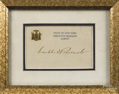 Franklin D. Roosevelt autograph card on State o