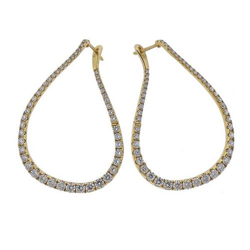 14k Gold 5.00ctw Diamond Hoop Earrings 