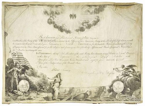George Washington signed certificate of membersh