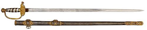 Presentation Quality Officer's Sword with Abalone and Mother-of-Pearl Grip 