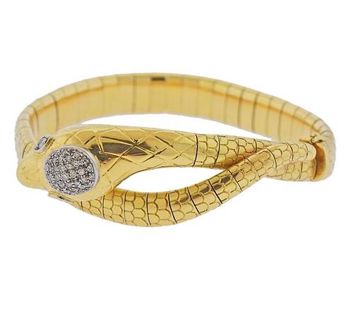 18K Gold Diamond Snake Bracelet 