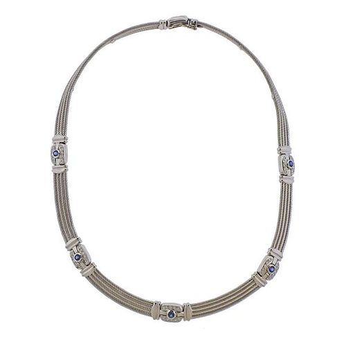 Charriol 18K Gold Diamond Sapphire Necklace