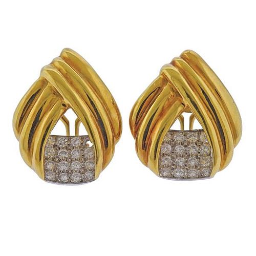 1980a 18K Gold Diamond Earrings