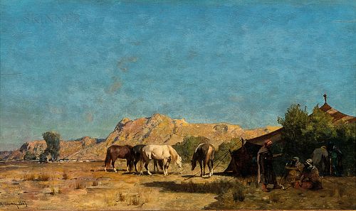 Attributed to Albert Pasini (Italian, 1826-1899) The Encampment