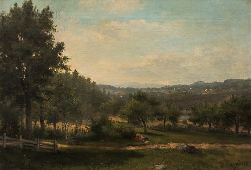 George Frank Higgins (American, 1850-1884) Bucolic Summer Landscape