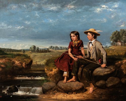 Junius Brutus Stearns (American, 1810-1885) Children Fishing