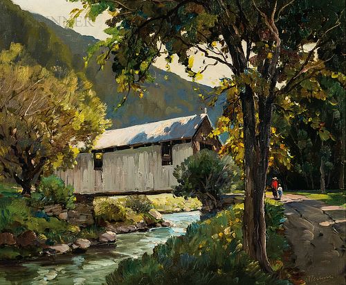 Anthony Thieme (American, 1888-1954) Covered Bridge, Jeffersonville, Vermont