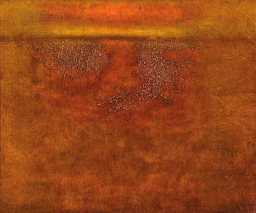 William Anzalone (American, b. 1935) Untitled Landscape in Hues of Orange and Yellow
