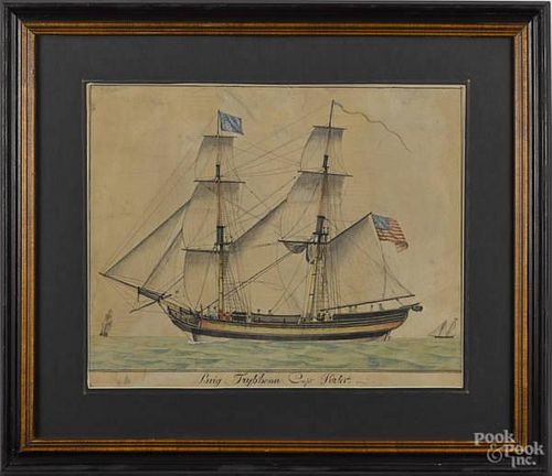 Watercolor and ink ship portrait, late 19th c.,