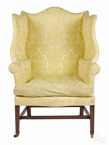Federal mahogany wing chair, ca. 1800, with mol