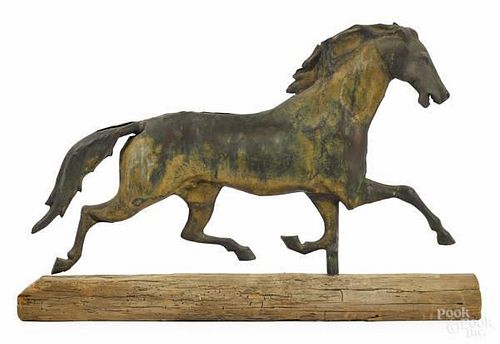 Copper running horse weathervane, 19th c., with