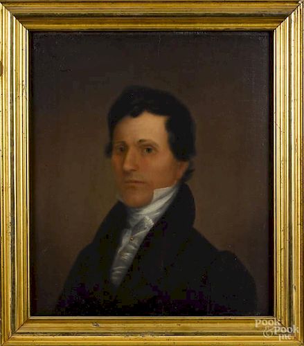 Oil on wood panel portrait of William Raymond Th