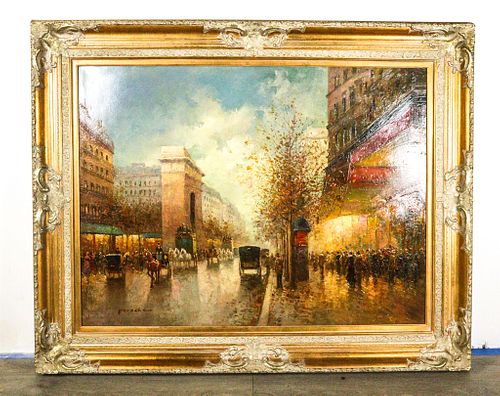 TE Pencke Oil on Canvas Paris Street Scene
