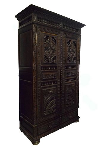 19th Century French Carved Armoire