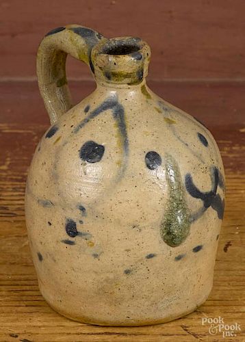 Miniature stoneware jug, 19th c., with cobalt d