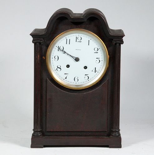 CIRCA 1920 WALTHAM MAHOGANY TIME & STRIKE MANTEL CLOCK