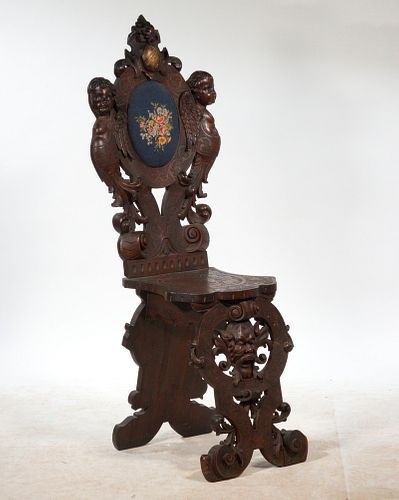HEAVILY CARVED VICTORIAN SIDE CHAIR