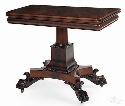 Philadelphia Empire mahogany games table, 19th c