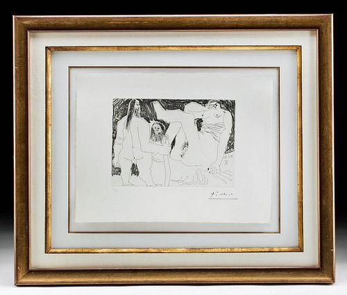 Picasso Etching "Primitive Man, Nude & Procuress" 1971