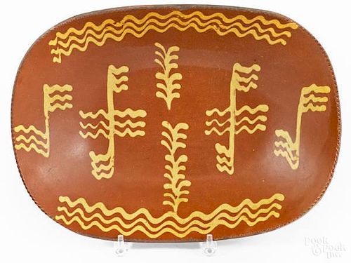 Pennsylvania redware loaf dish, 19th c., with v