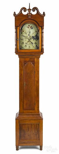 Pennsylvania Sheraton cherry tall case clock, ca