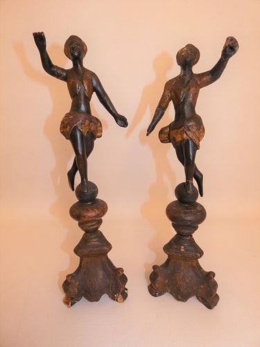 PAIR 18TH C. CARVED FIGURES