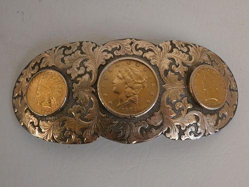 BOYD BUCKLE WITH 3 GOLD COINS
