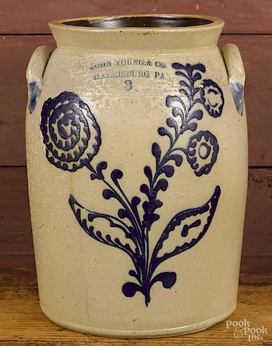 Pennsylvania three-gallon stoneware crock, 19th