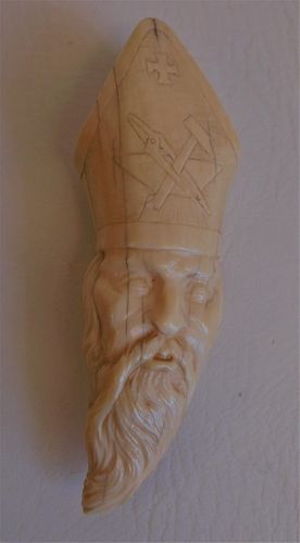 CARVED WHALE TOOTH OF POPE 