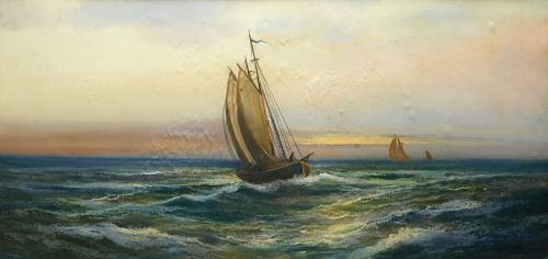 William H. Chandler Maritime Ship Pastel Drawing