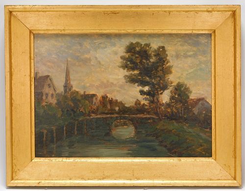 Attr. Horace Burdick Impressionist Bridge Painting