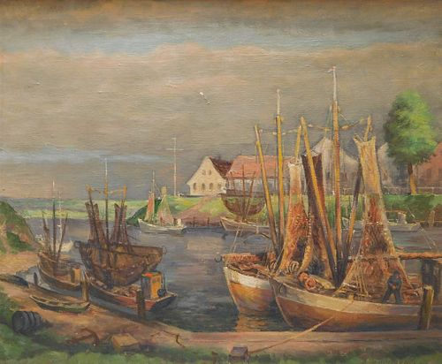 Robert Barnekow Impressionist Harbor Painting